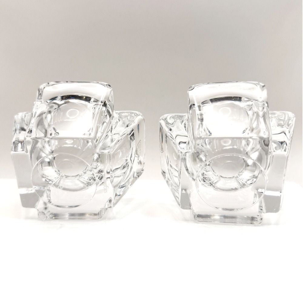 Vintage Orrefors Max Crystal Cross Votive Tealight Holders Pair Anna Ehrner - Picture 9 of 16